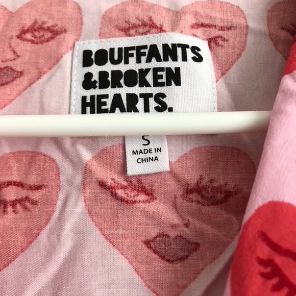 Bouffants & Broken Hearts Notch Collar Printed Pajama Set -Hearts (Sz S) a569434 - Picture 3 of 7